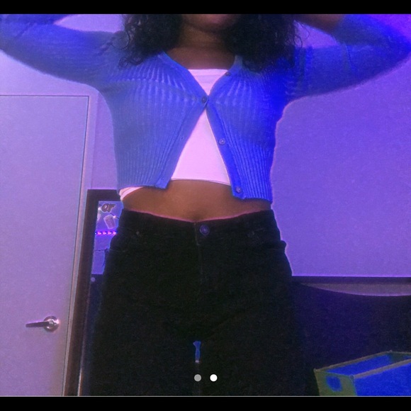Blue cropped cardigan - Picture 2 of 2